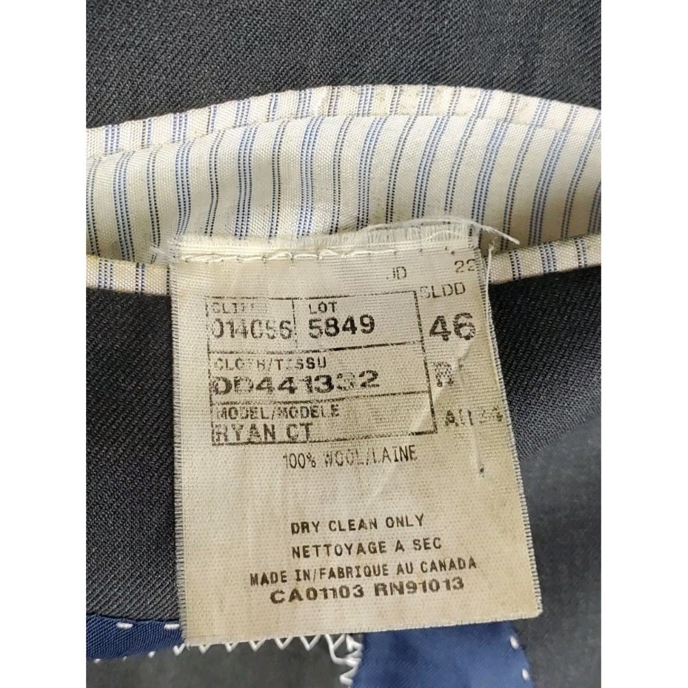 David Donahue Blazer Men 46 R Charcoal Marzotto Wool Super 150s Double Vented - Picture 11 of 16